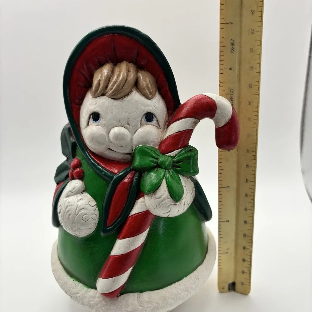Vintage Holiday Ceramic Mrs Frosty Snowman with Candy Cane 7.5